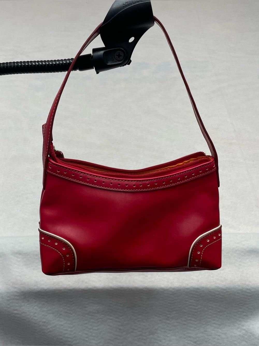 Red Leather Shoulder Bag - Women's Classic Mini Hobo